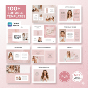 100 Aesthetic Pink Instagram Carousel Templates Bundle | Editable Canva PLR & MRR Social Media Packs