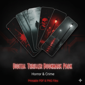 Thriller Bookmark Bundle — Horror & Crime Digital Bookmarks for Genre Readers