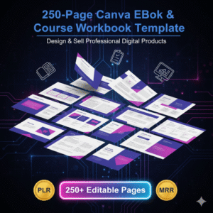 250-Page Canva eBook & Course Workbook Template — Editable Digital Book Creator Kit