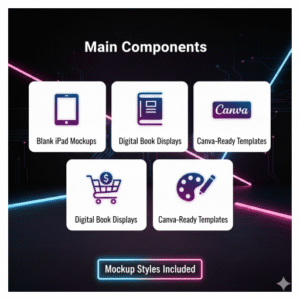 Mystery eBook Mockup & Thriller Cover Template — Editable Blank iPad Bookstagram Advertising Canva Pack